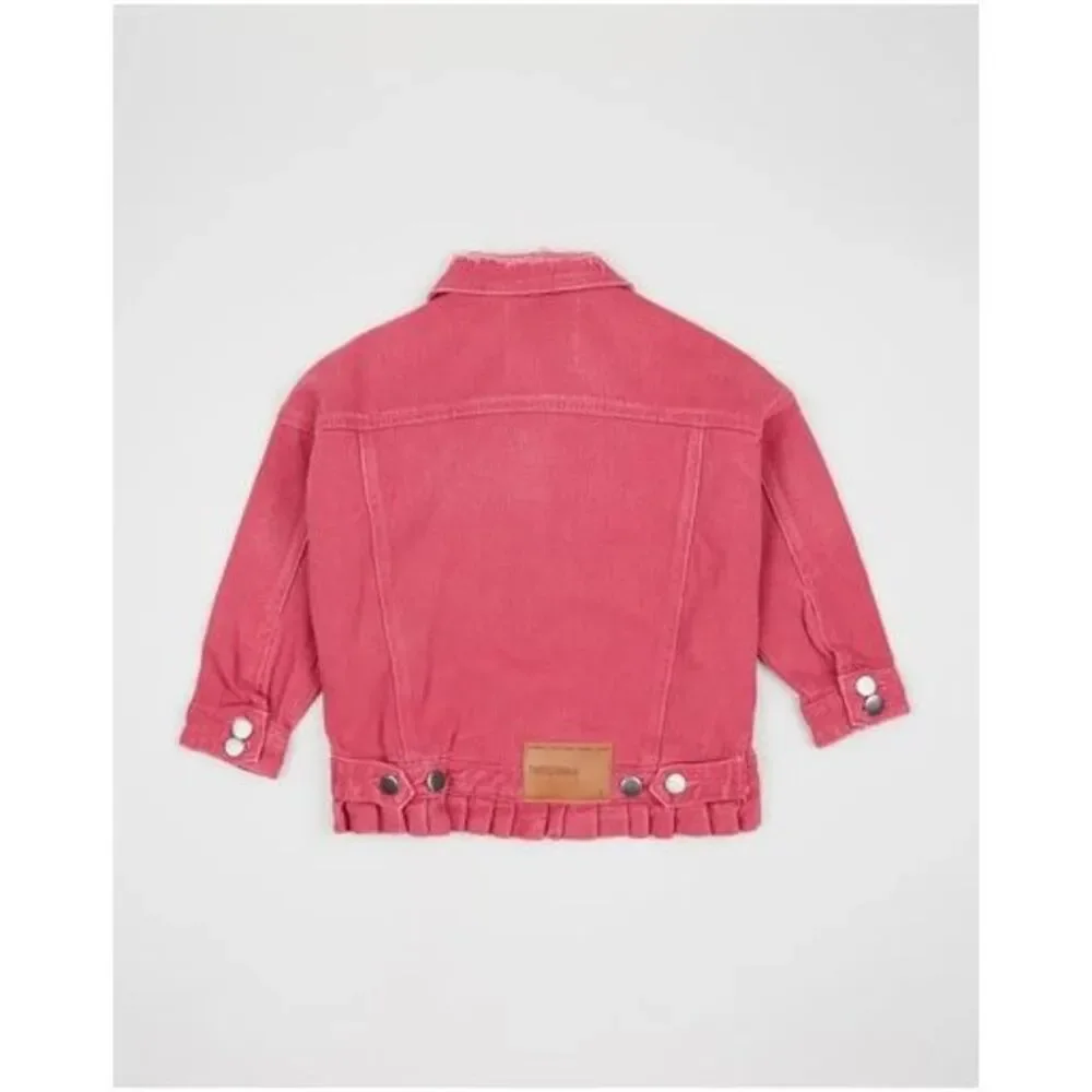 One Teaspoon NWT Girl's‎ All Star Denim Jacket in Ruby Size 9-10 MSRP $159